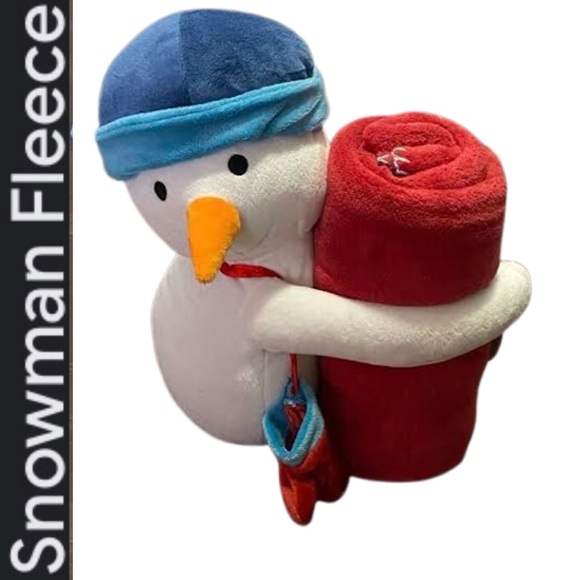 ⛄️13” Plush Toy Snowman w/Fleece Blanket - Picture 1 of 8